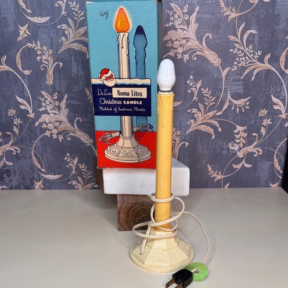 1950s Noma Lite Christmas Candle Vintage Midcentury Decor in Original Box Lot D
